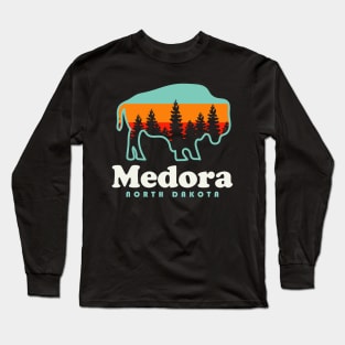 Medora North Carolina Bison Vacation Trip Long Sleeve T-Shirt